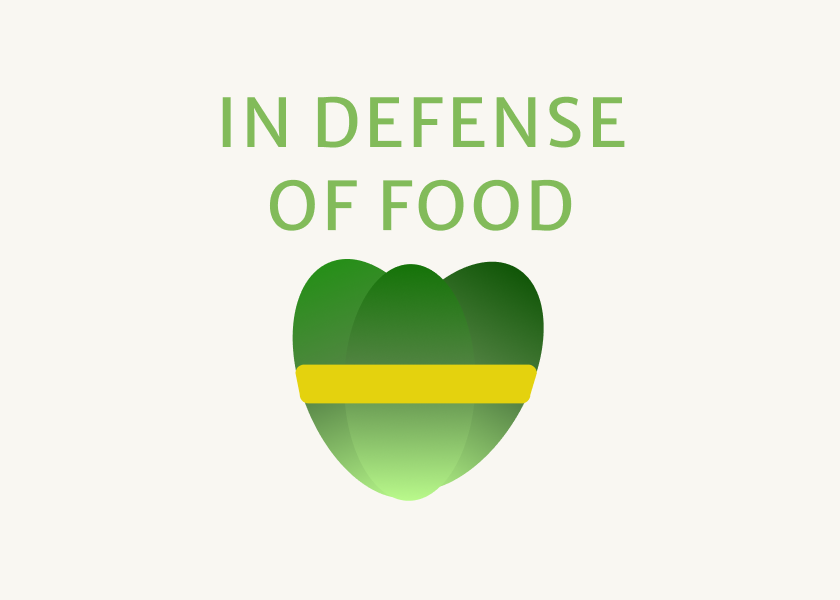 Book cover to In Defense of Food by Michael Pollan.